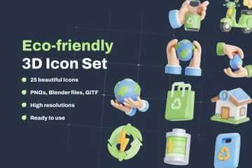 Respetuoso del medio ambiente Paquete de Icon 3D