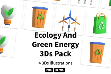 エコロジーとグリーンエネルギー 3D Iconパック