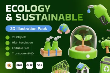 エコロジーと持続可能性 3D Iconパック