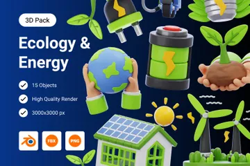 エコロジーとエネルギー 3D Iconパック