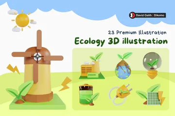 エコロジー - グリーンに 3D Illustrationパック