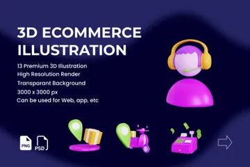 Ecommerce And Shop 3D Icon Pack