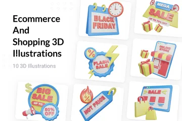 Ecommerce And Shopping 3D Illustration Pack