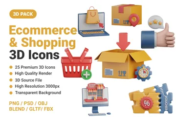 Commerce électronique et achats Pack 3D Icon