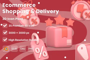 Ecommerce Shopping & Delivery 3D Icon Pack