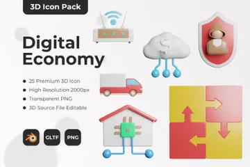 Economia Digital Pacote de Illustration 3D