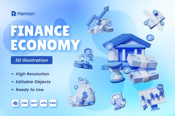 Economia Financeira Pacote de Icon 3D