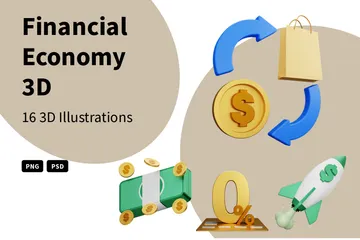 Economía financiera Paquete de Icon 3D