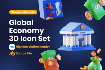 Economia global Pacote de Icon 3D