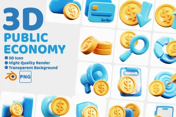 Economia Pública Pacote de Icon 3D