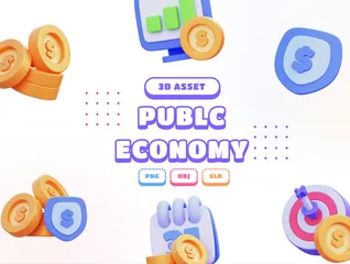Economia Pública Pacote de Icon 3D