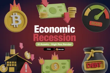 Economic Recession 3D Icon Pack