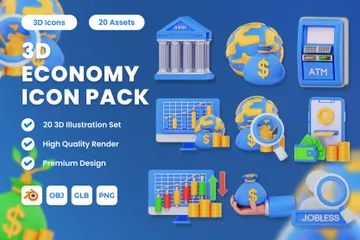 Économie Pack 3D Icon