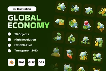 Économie mondiale Pack 3D Icon