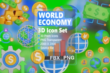 Économie mondiale 3D Icon Pack