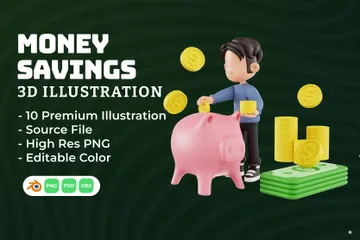 Économie d'argent Pack 3D Illustration