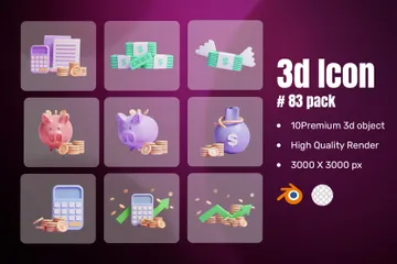 Poupar dinheiro Pacote de Icon 3D