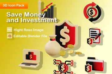 Economize dinheiro e investimento Pacote de Icon 3D