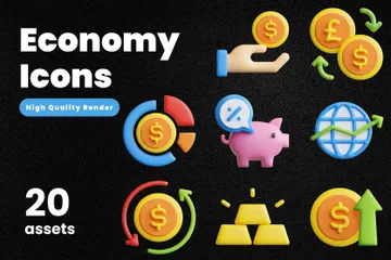 経済 3D Iconパック
