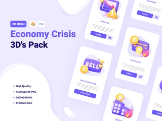 Economy Crisis 3D Icon Pack