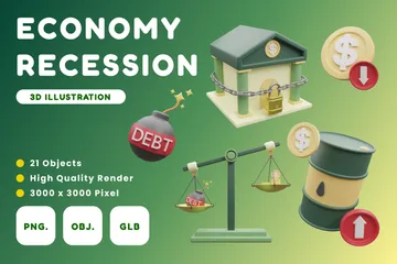 Economy Recession 3D Icon Pack