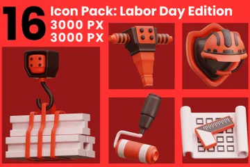 Edición del Día del Trabajo Paquete de Icon 3D