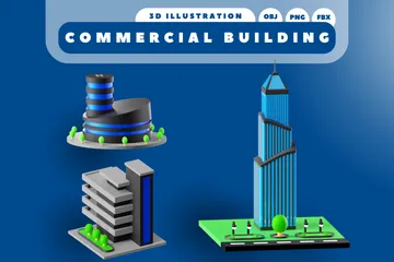 Edificio comercial Paquete de Icon 3D