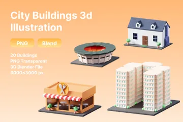 Edificios de la ciudad Paquete de Illustration 3D