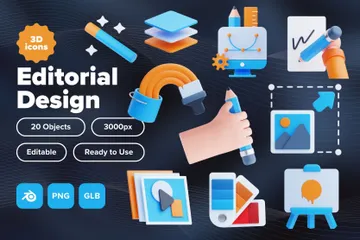 Editorial Design 3D Icon Pack