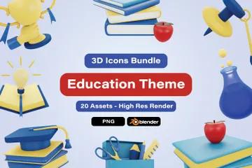 Educação Pacote de Icon 3D