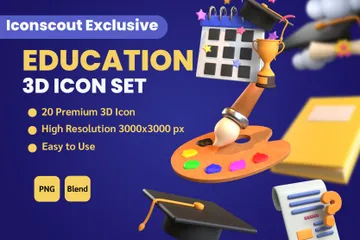 Educação Pacote de Icon 3D