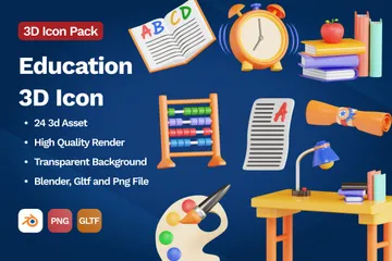 Educação Pacote de Icon 3D