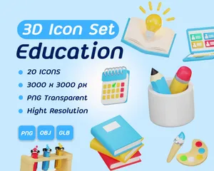 Educação Pacote de Icon 3D