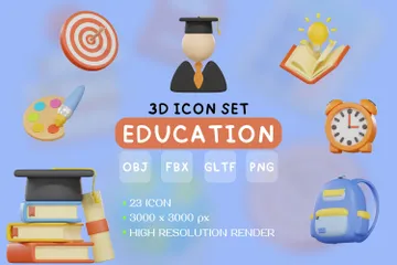 Educação Pacote de Icon 3D