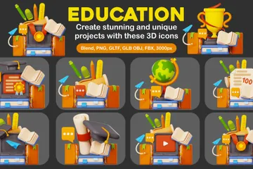 Educação Pacote de Icon 3D