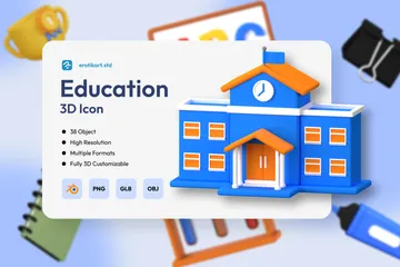 Educação Pacote de Icon 3D