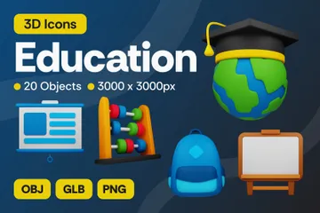 Educação Pacote de Icon 3D