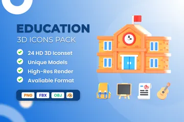 Educação Pacote de Icon 3D