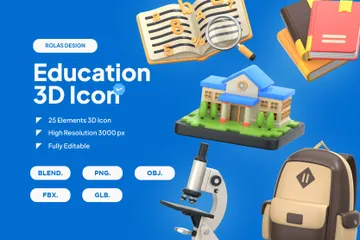 Educação Pacote de Icon 3D