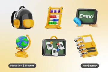 Educação 3D Icon Pack