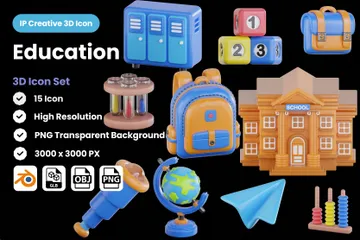 Educação Pacote de Icon 3D