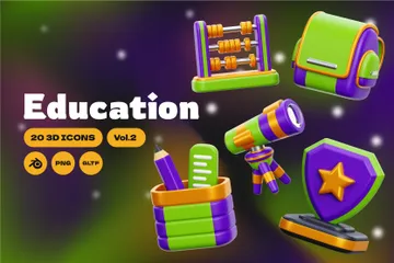 Educação Pacote de Icon 3D