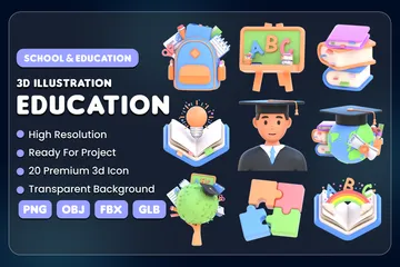 Educação Pacote de Icon 3D