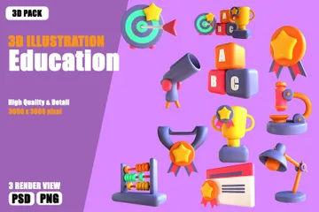 Educação 3D Illustration Pack