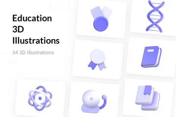 Educação Pacote de Icon 3D