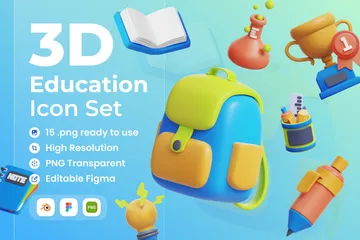 Educação 3D Icon Pack