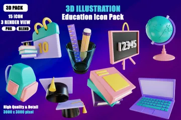 Educação Pacote de Icon 3D