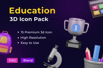 Educação Pacote de Icon 3D