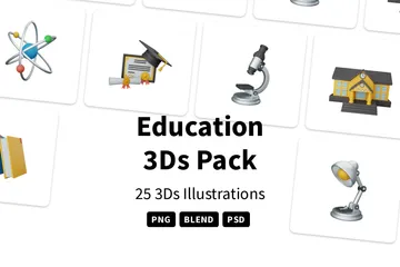 Educação 3D Icon Pack