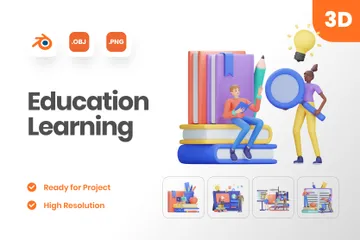 Educação Aprendizagem Pacote de Illustration 3D